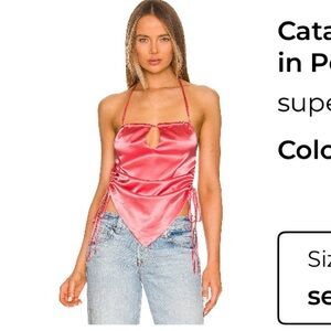BNWT Superdown Satin Keyhole Top in Pink
